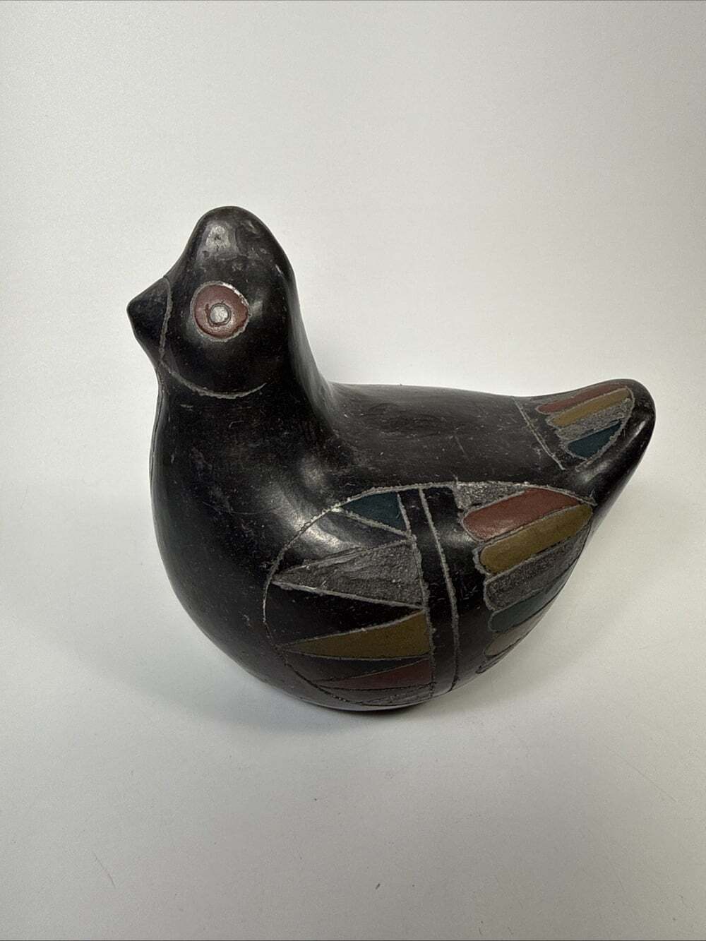 Vtg Mexican Barro Negro Pottery Bird Figurine Oaxaca Black Clay Folk Art 5” G2